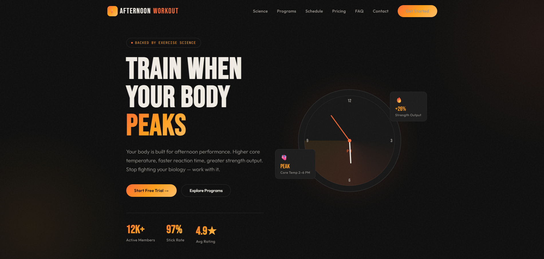 Afternoon Workout website