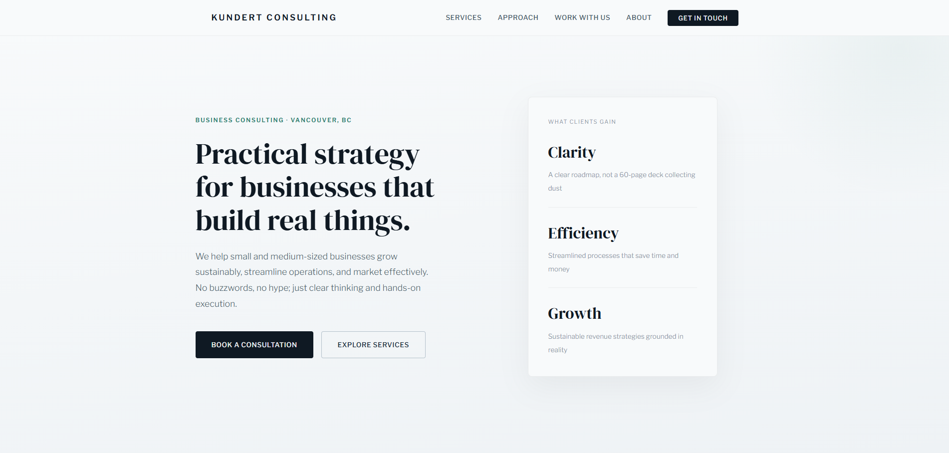 Kundert Consulting website
